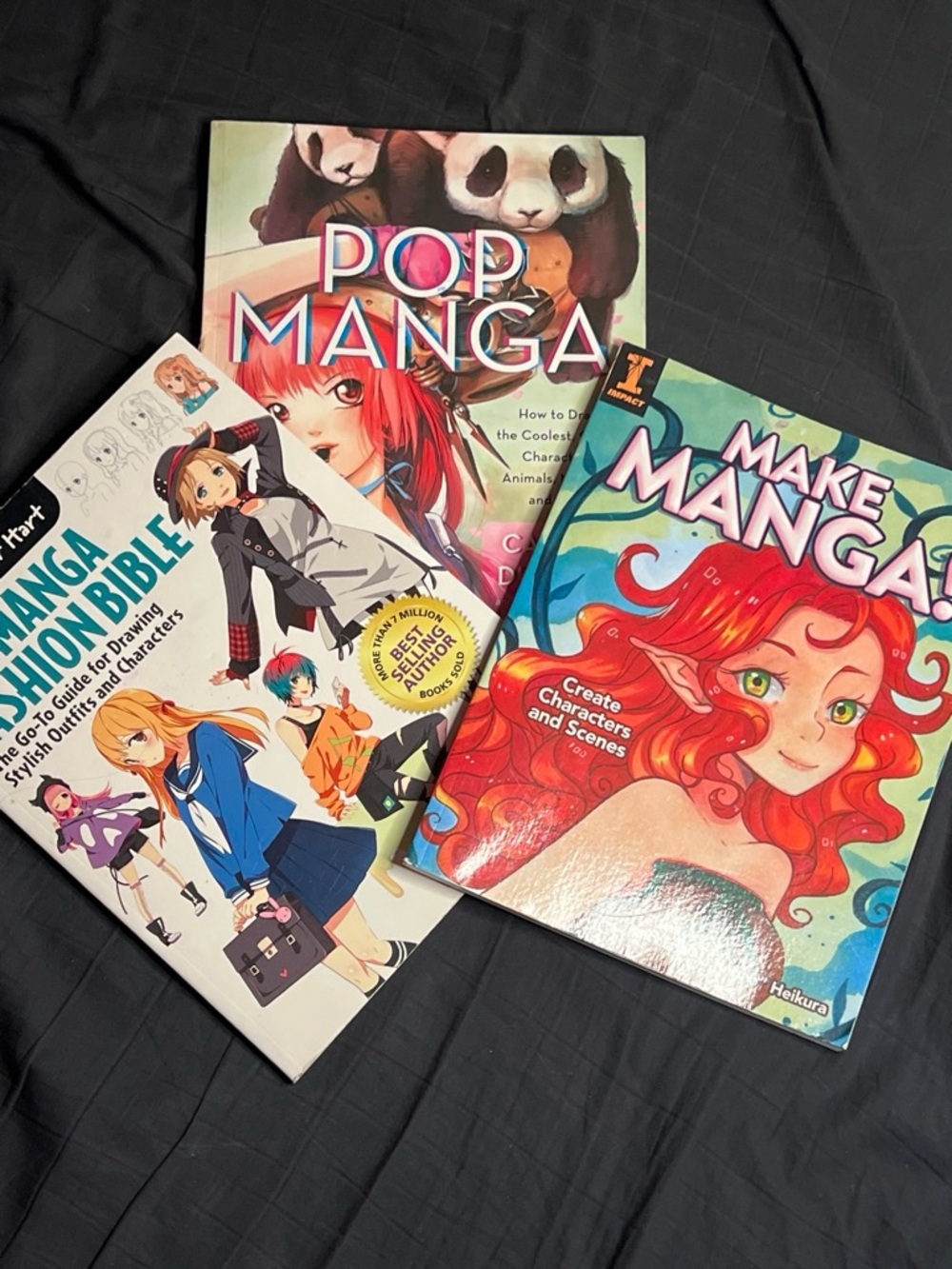 Manga Drawing Books Bundle - Colorful Covers (Red, Green, Blue)